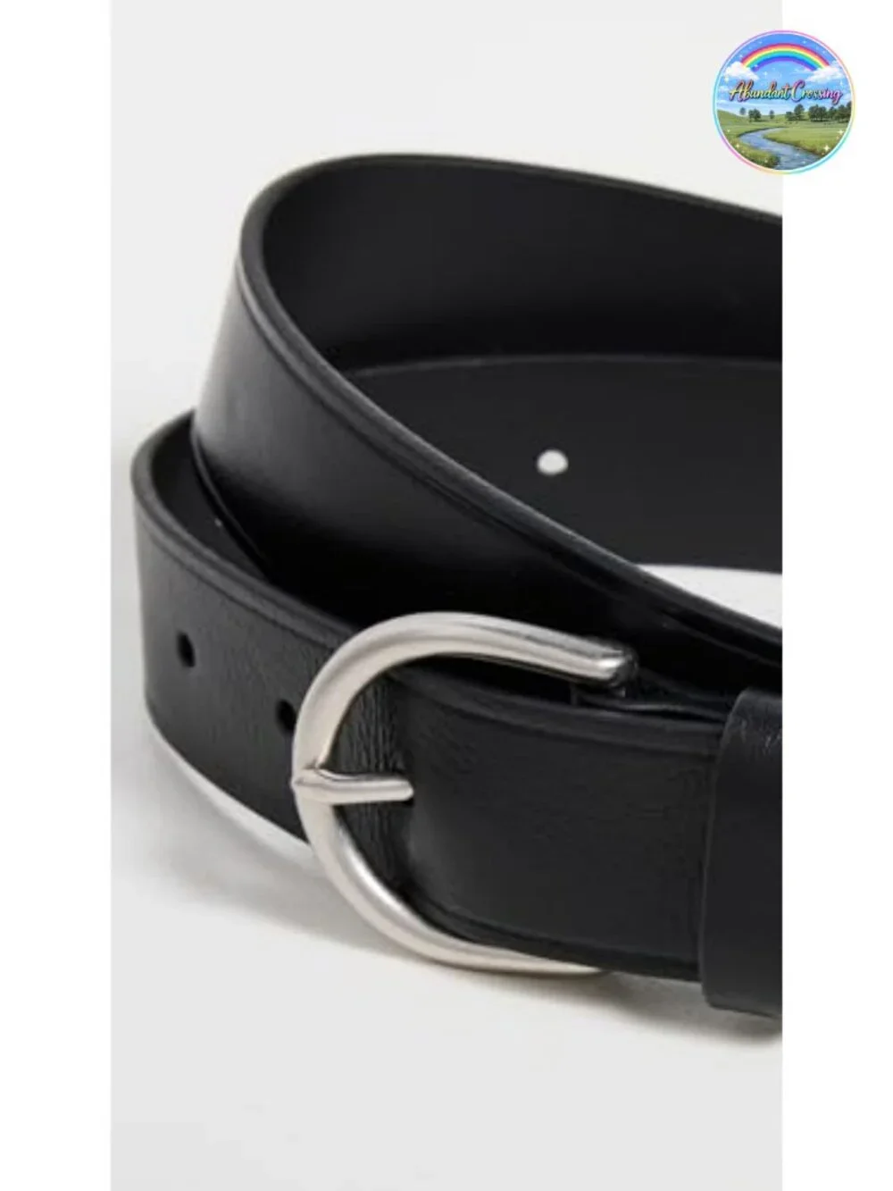 Genuine Leather Belt with Silver-Tone Buckle - Medium